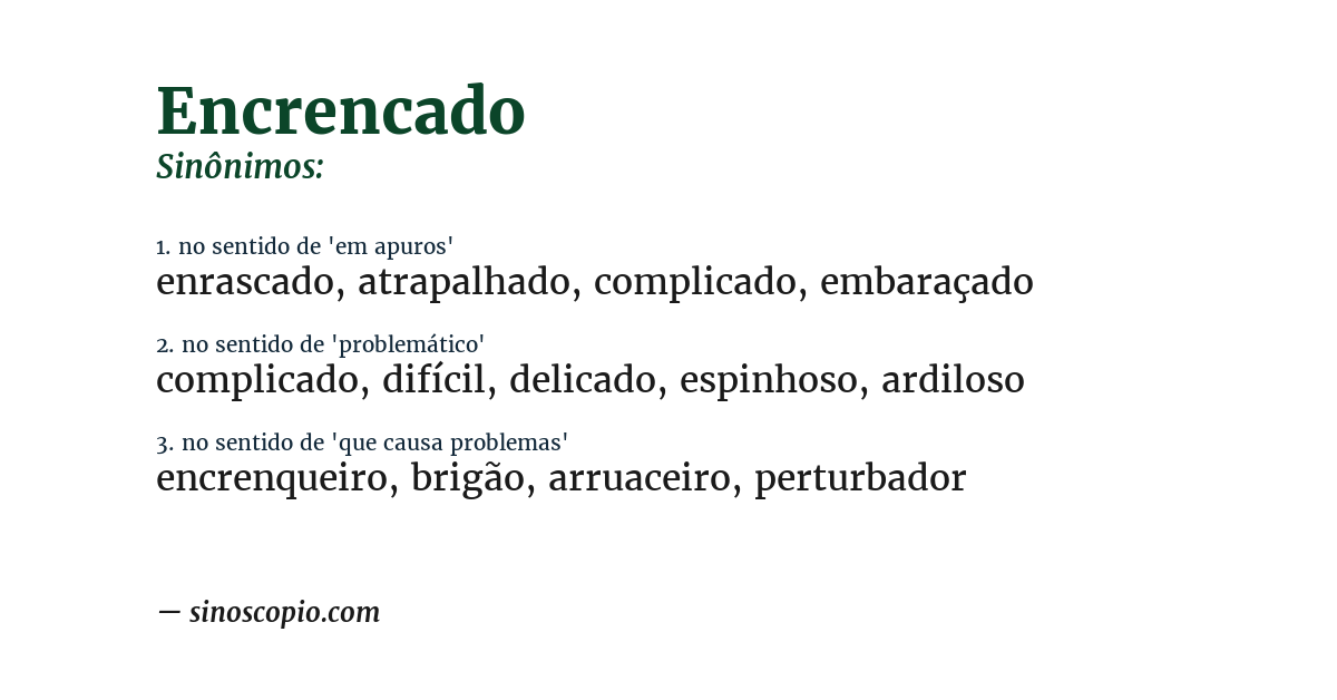 Sinônimo de encrencado