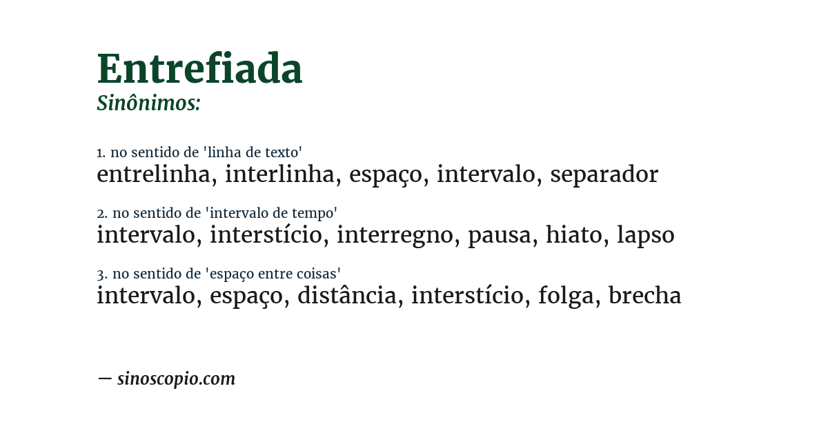 Sinônimo de entrefiada