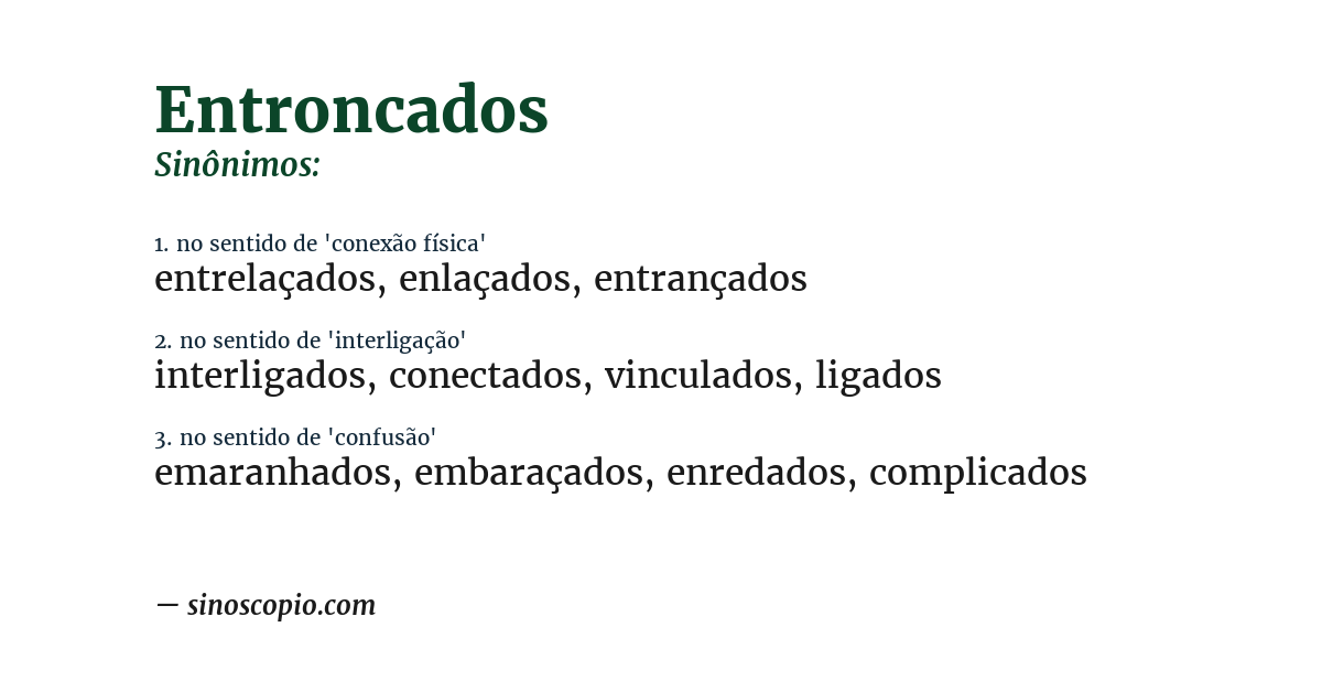 Sinônimo de entroncados