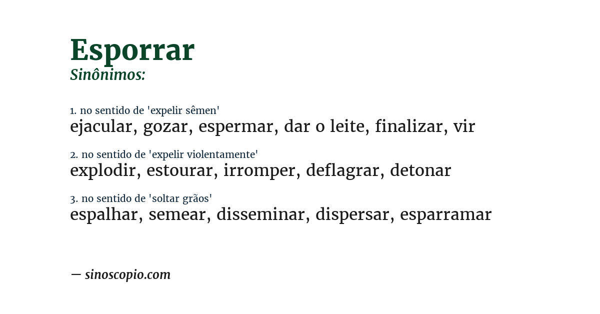Sinônimo de esporrar