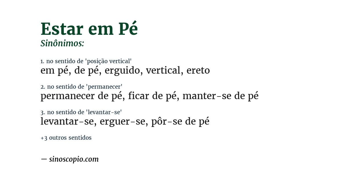 Sinônimo de estar em pé