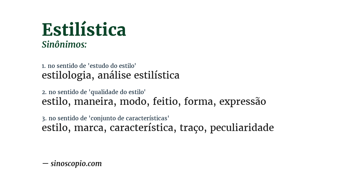 Sinônimo de estilística