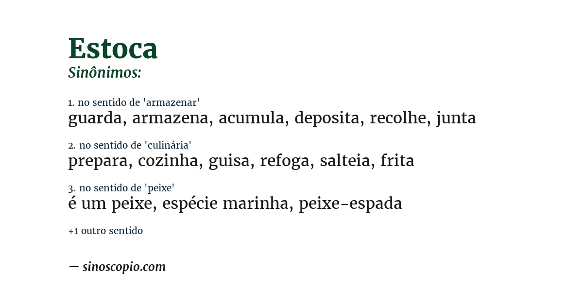 Sinônimo de estoca