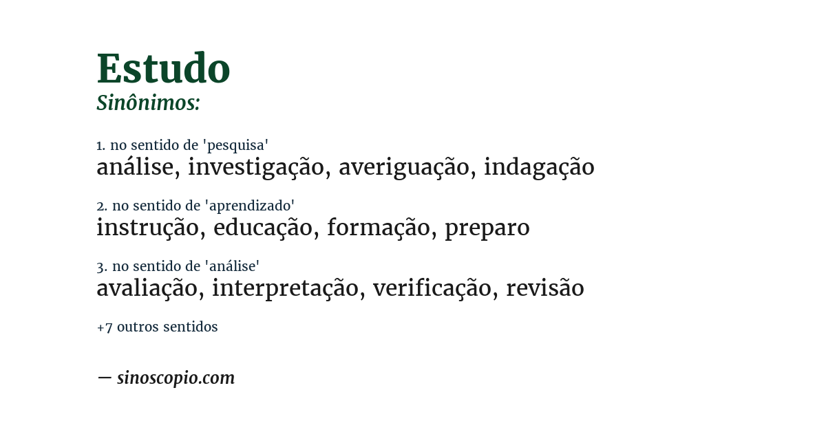 Sinônimo de estudo