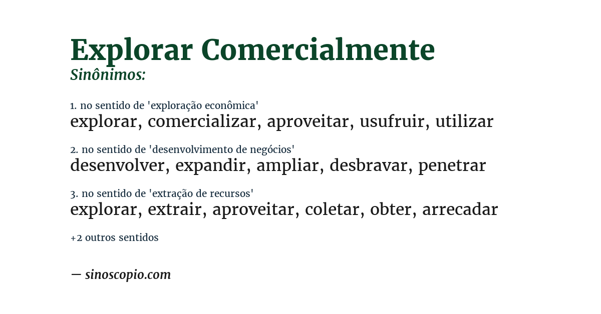 Sinônimo de explorar comercialmente