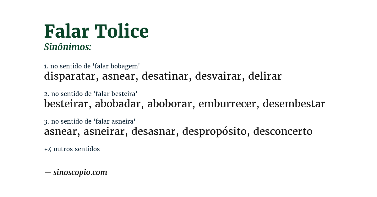 Sinônimo de falar tolice