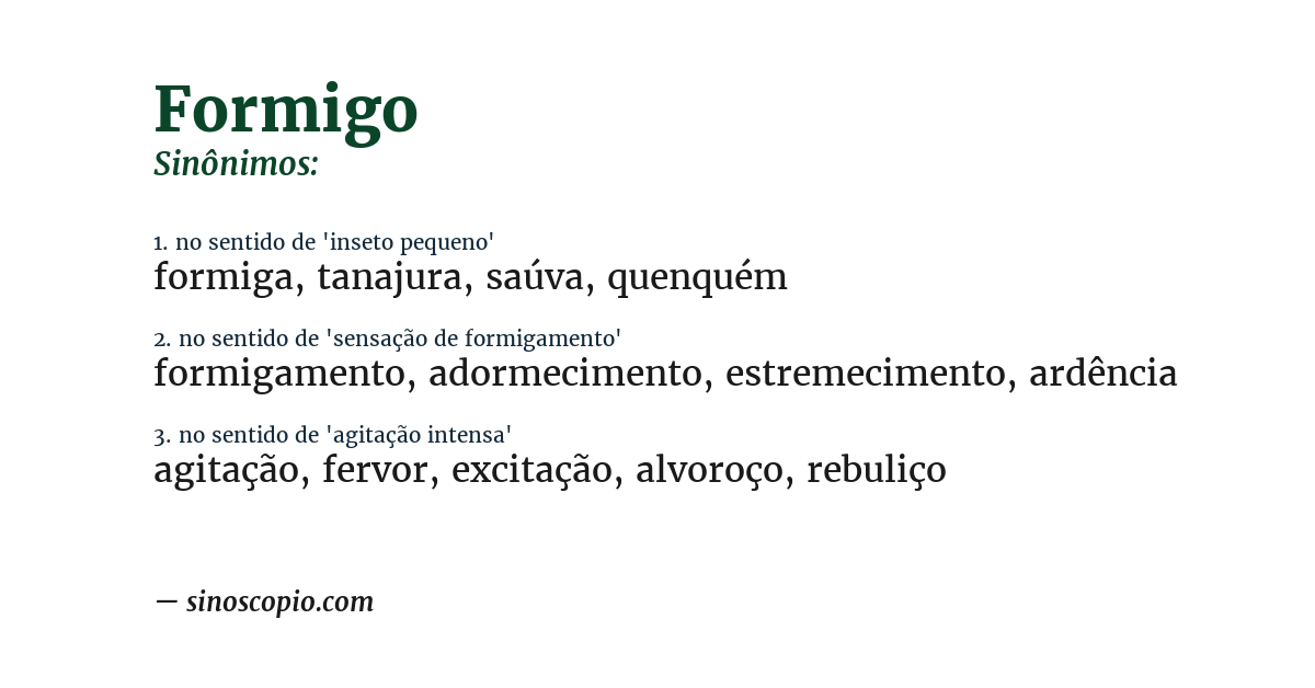 Sinônimo de formigo