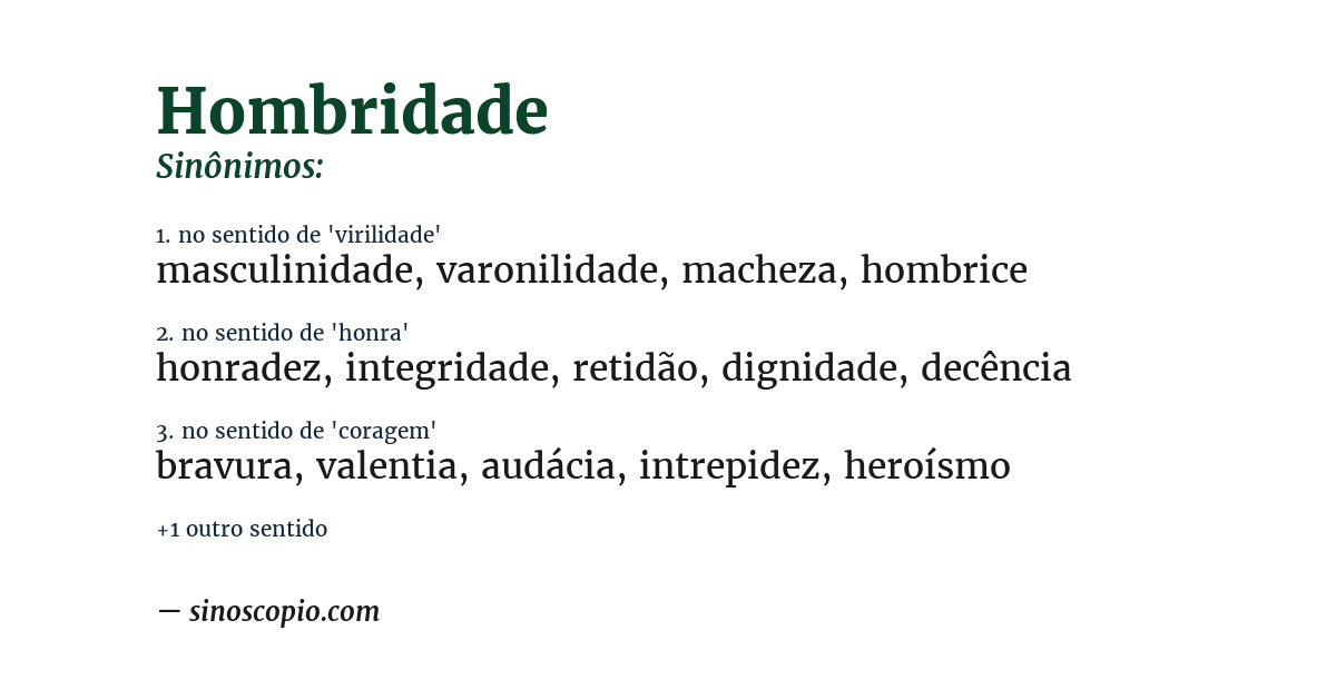 Sinônimo de hombridade