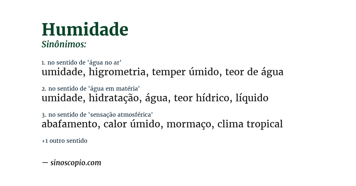 Sinônimo de humidade