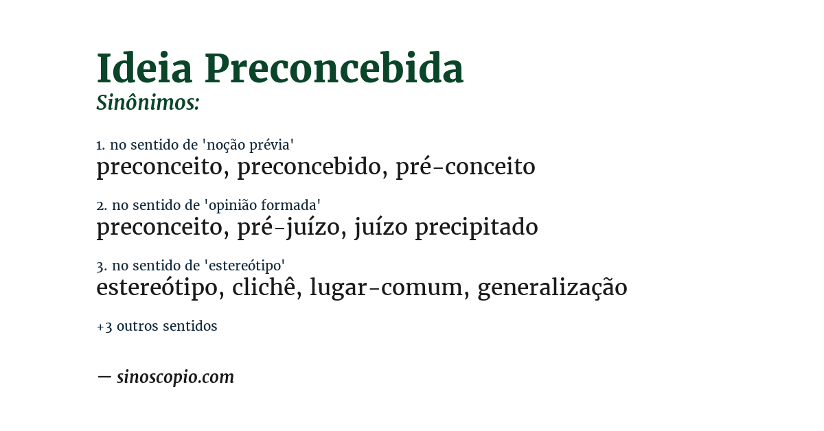 Sinônimo de ideia preconcebida