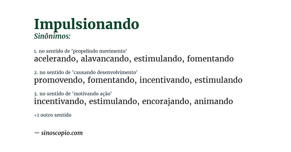 Sinônimo de impulsionando