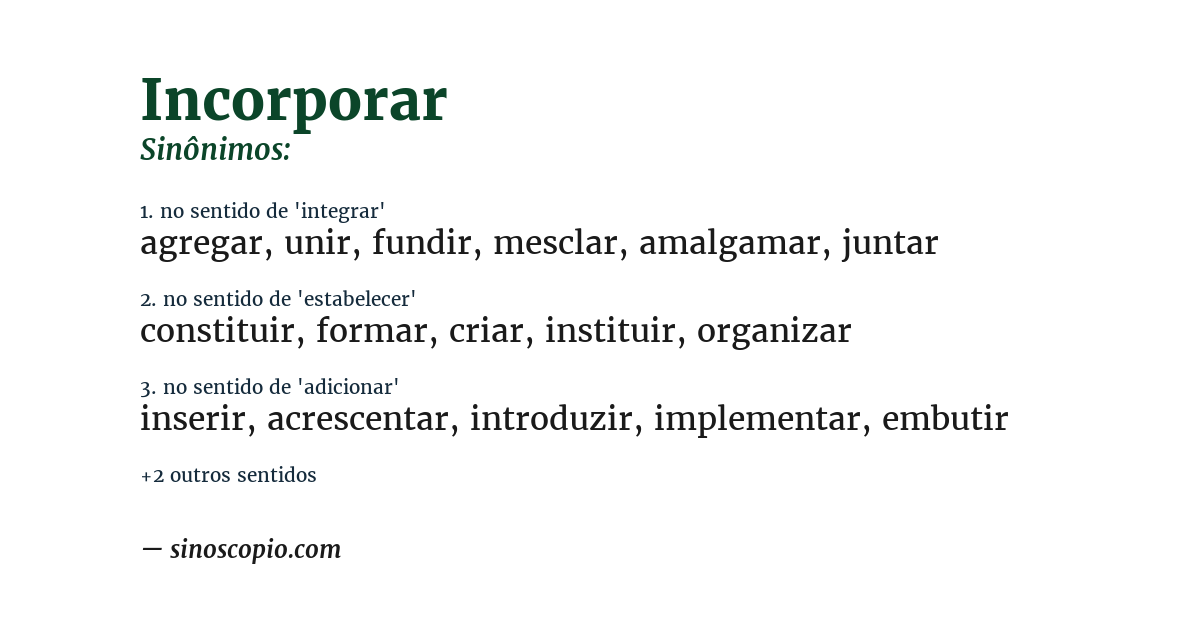 Sinônimo de incorporar
