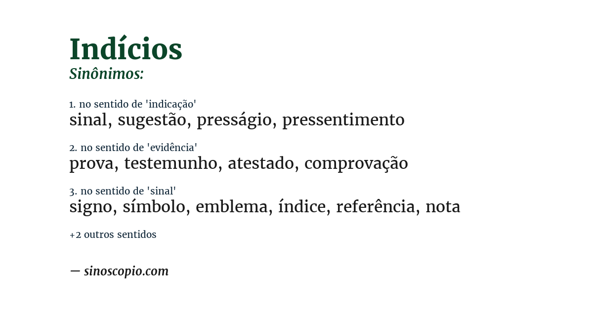 Sinônimo de indícios