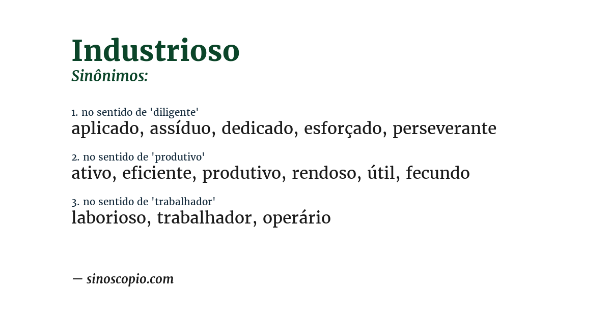 Sinônimo de industrioso