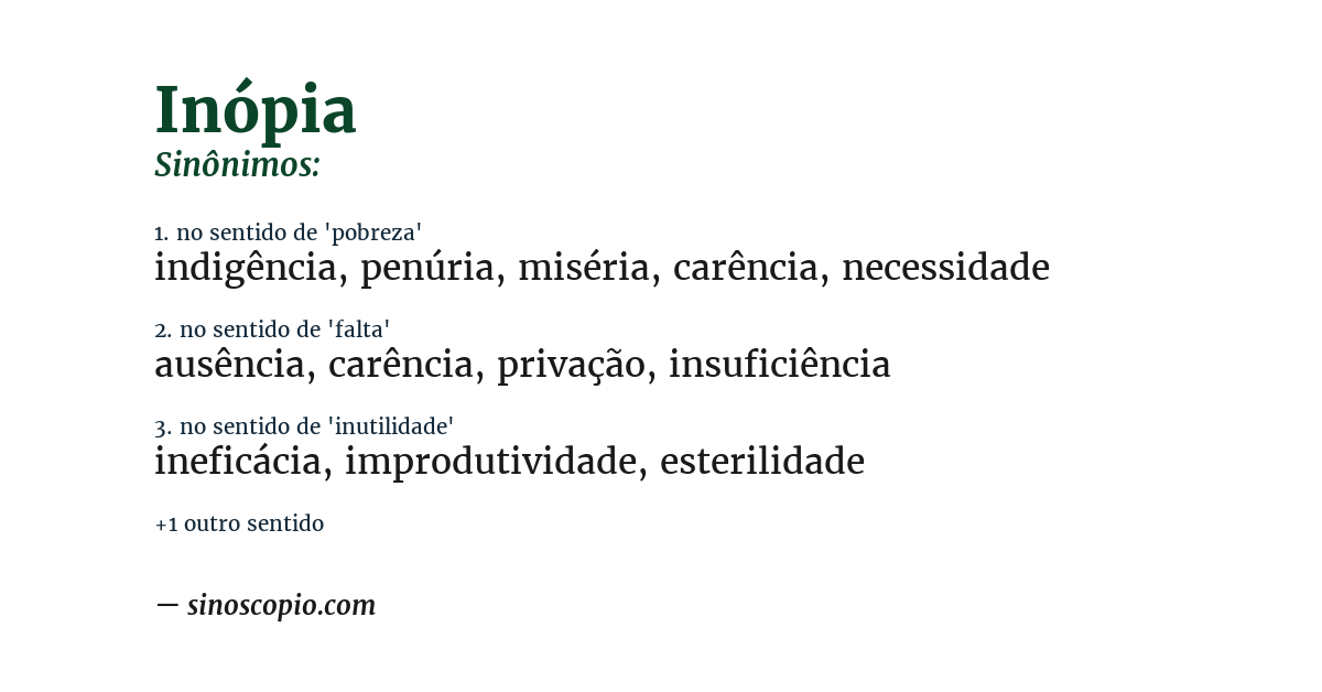 Sinônimo de inópia
