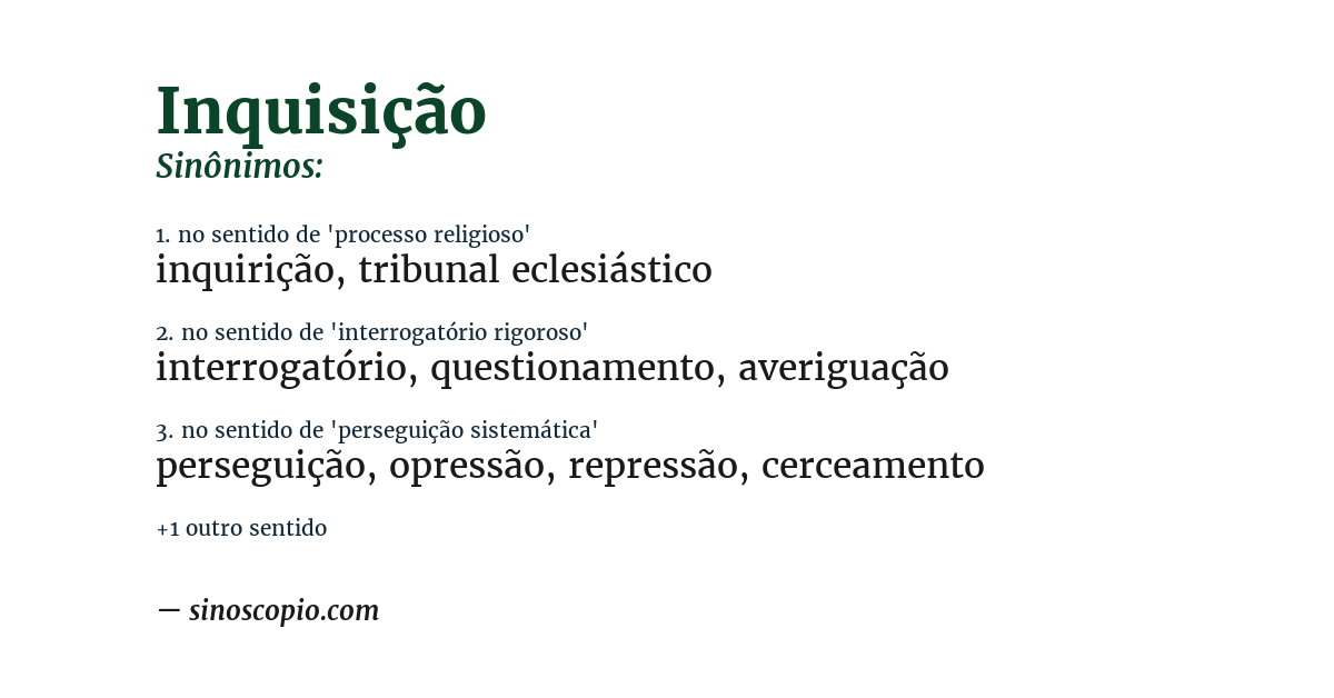 Sinônimo de inquisição