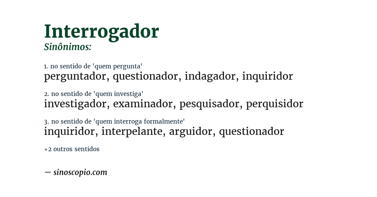 Sinônimo de interrogador