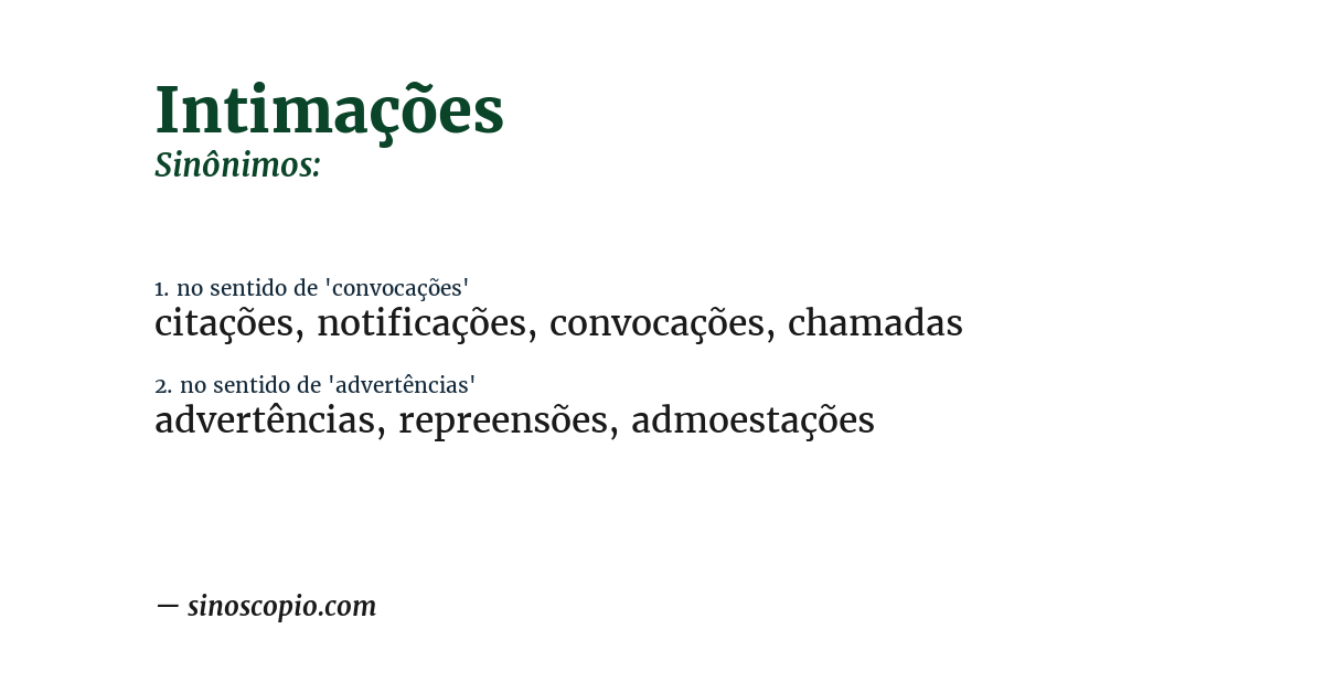 Sinônimo de intimações