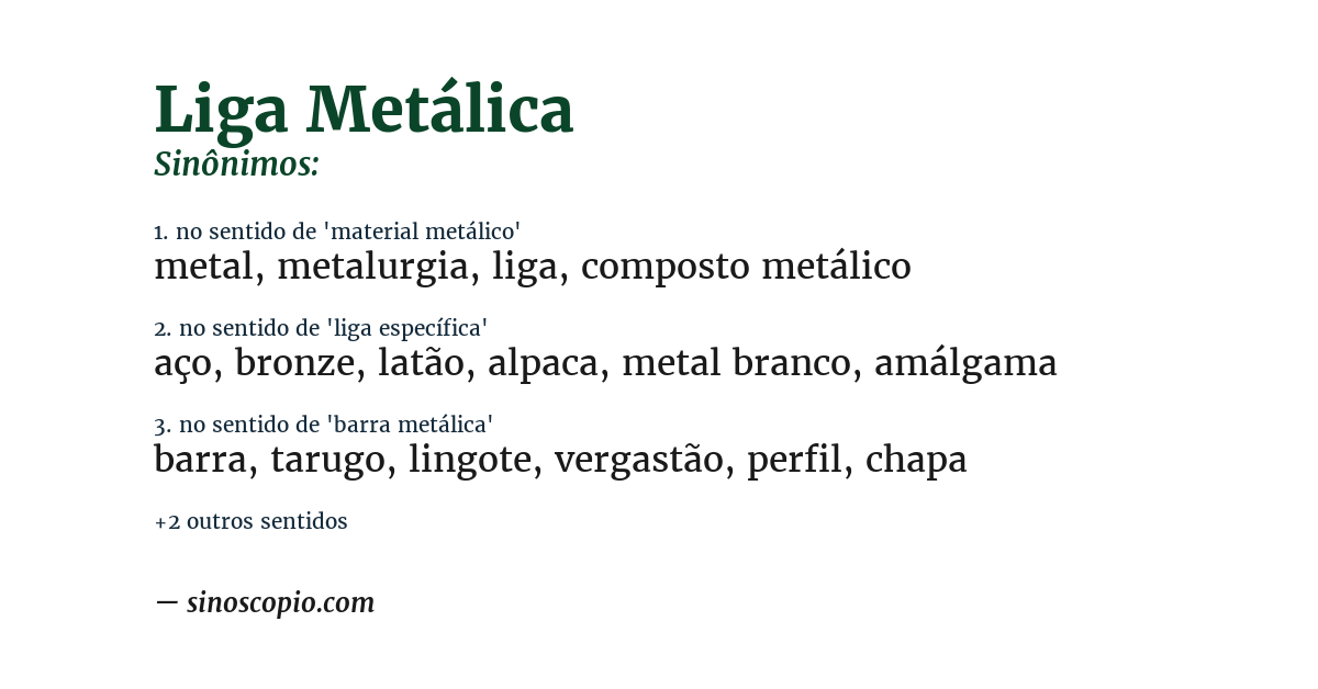 Sinônimo de liga metálica