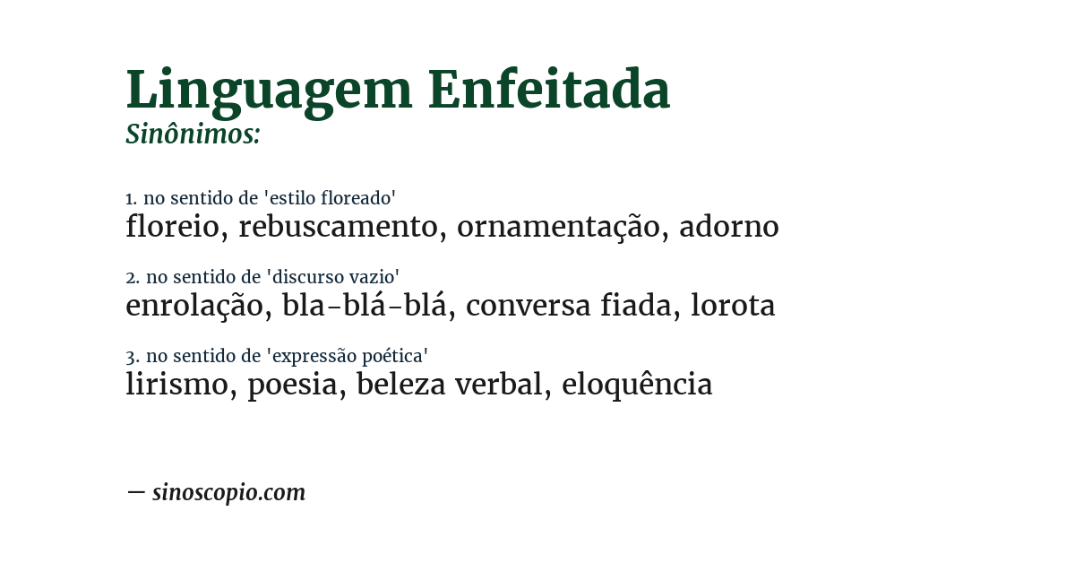 Sinônimo de linguagem enfeitada