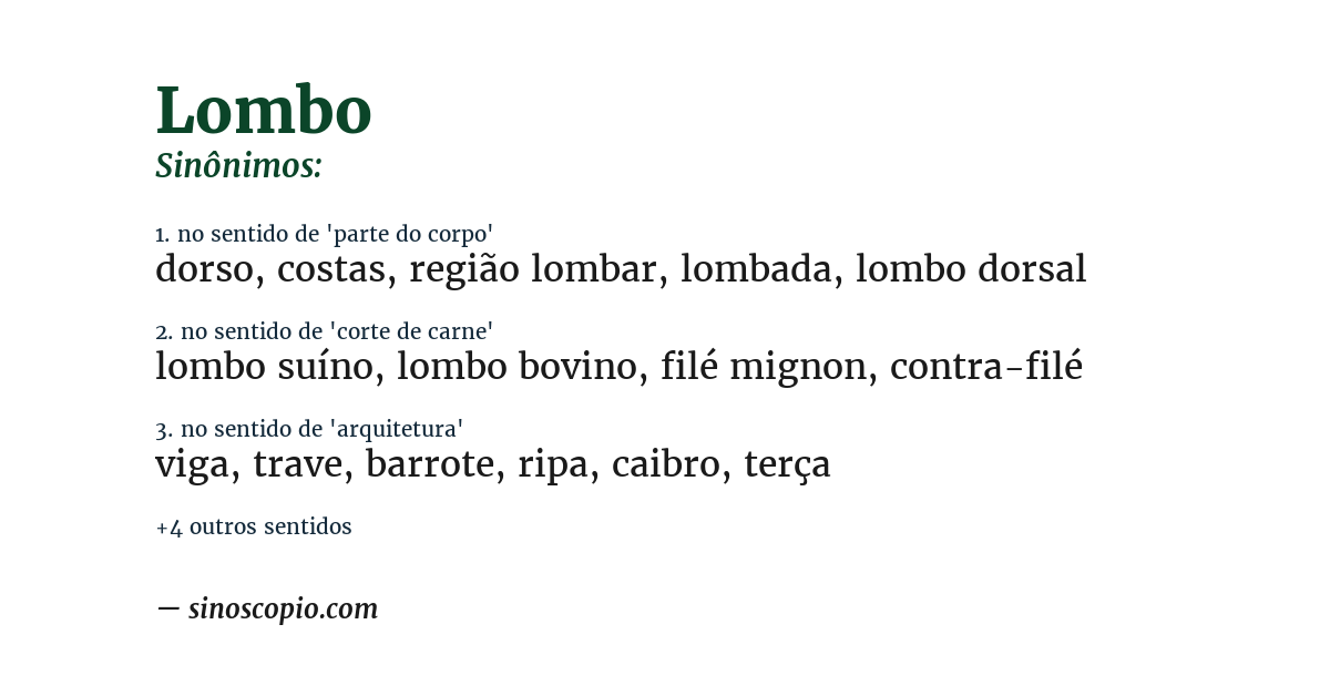 Sinônimo de lombo