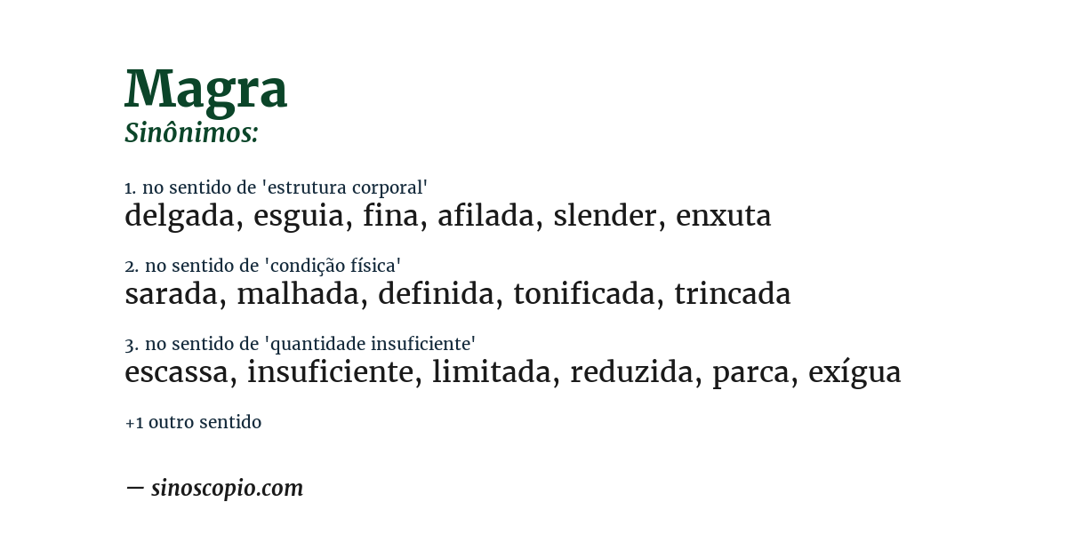 Sinônimo de magra