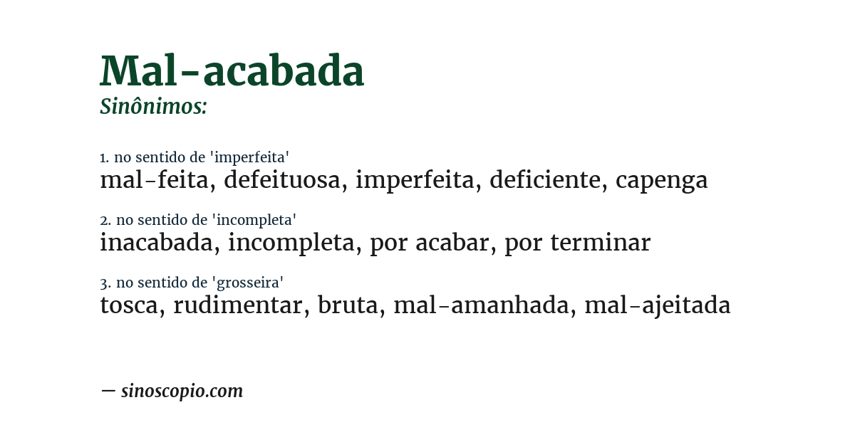 Sinônimo de mal-acabada