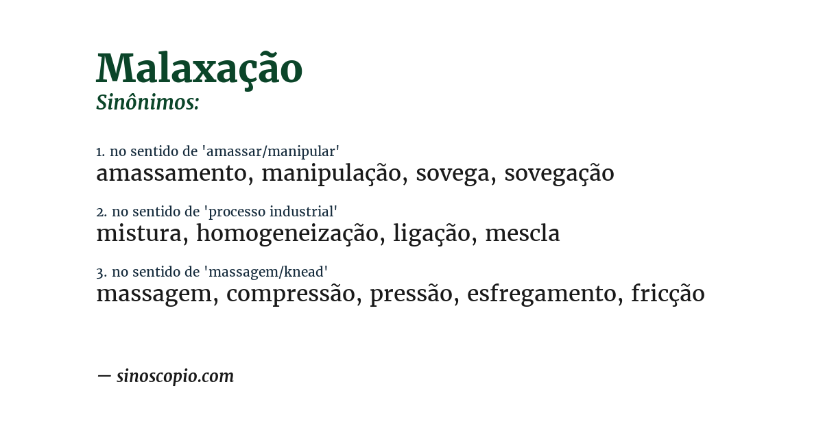 Sinônimo de malaxação