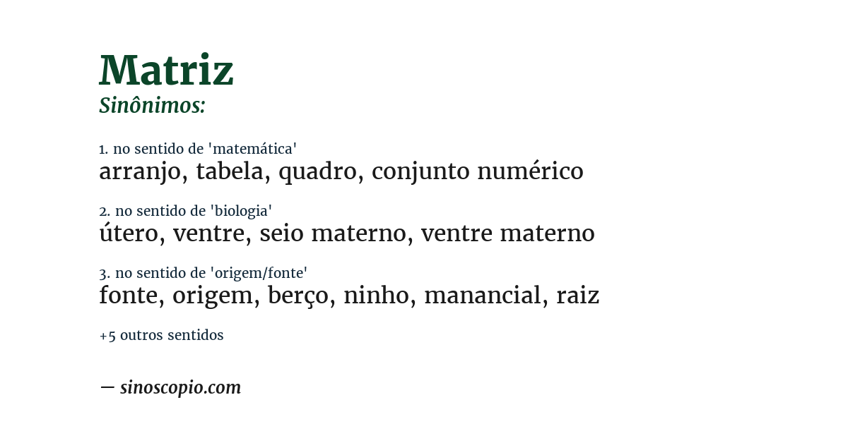 Sinônimo de matriz