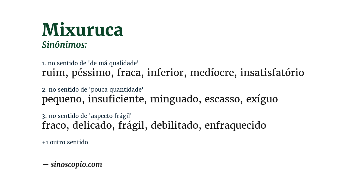 Sinônimo de mixuruca