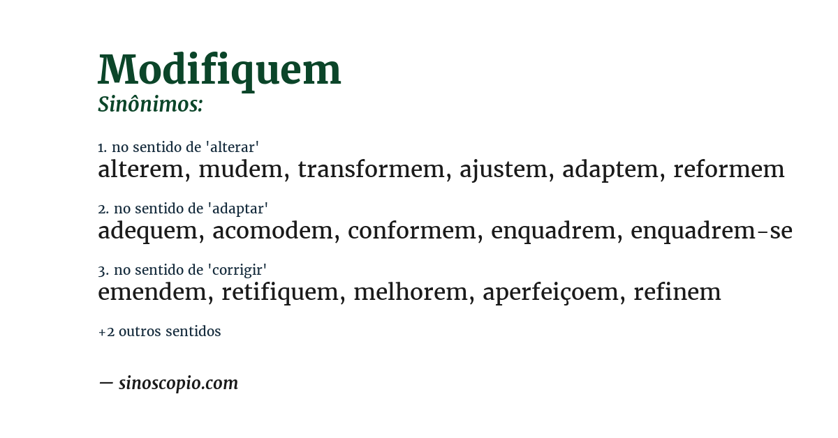 Sinônimo de modifiquem
