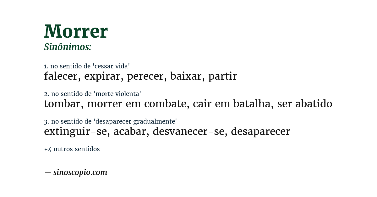Sinônimo de morrer