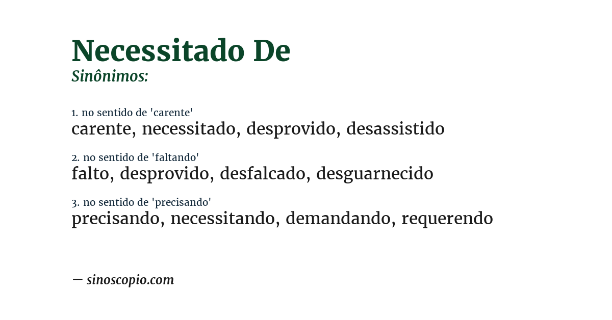 Sinônimo de necessitado de