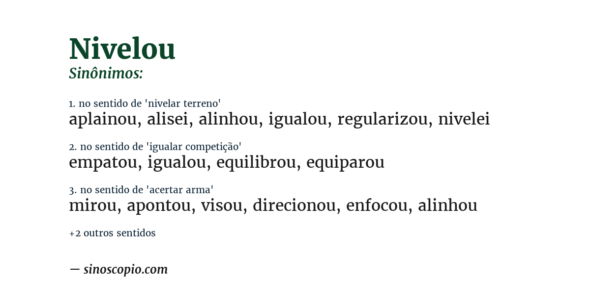 Sinônimo de nivelou