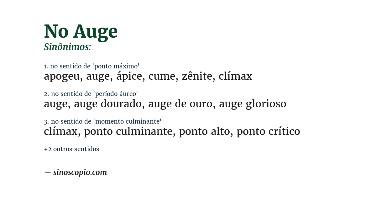Sinônimo de no auge