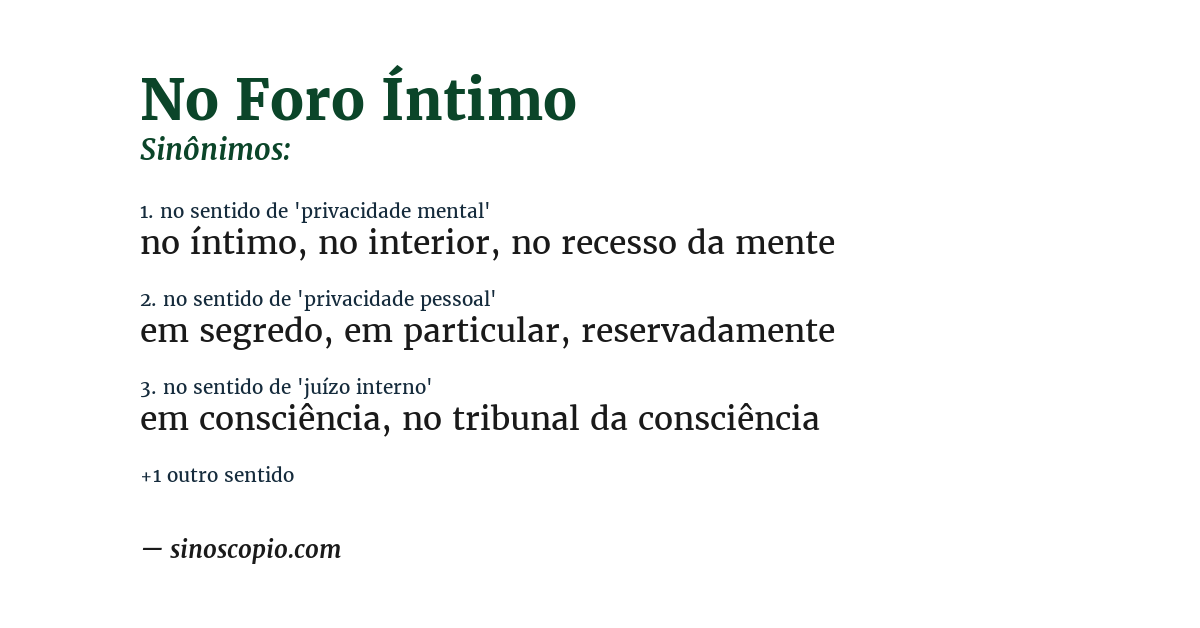 Sinônimo de no foro íntimo