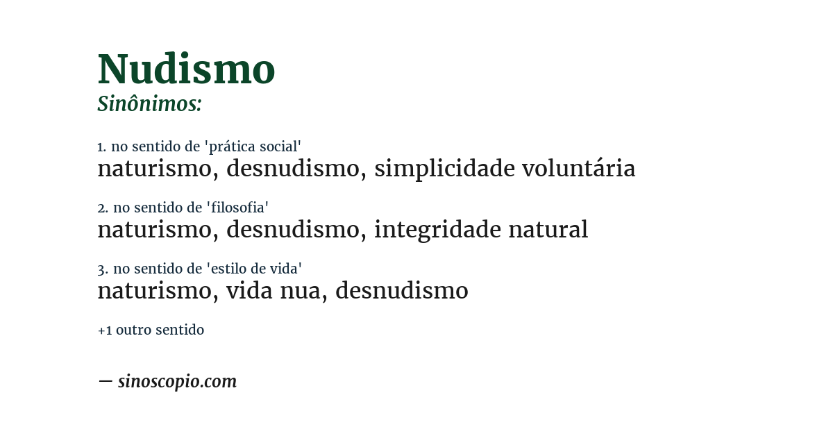 Sinônimo de nudismo