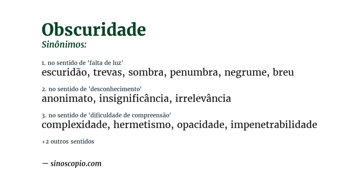 Sinônimo de obscuridade