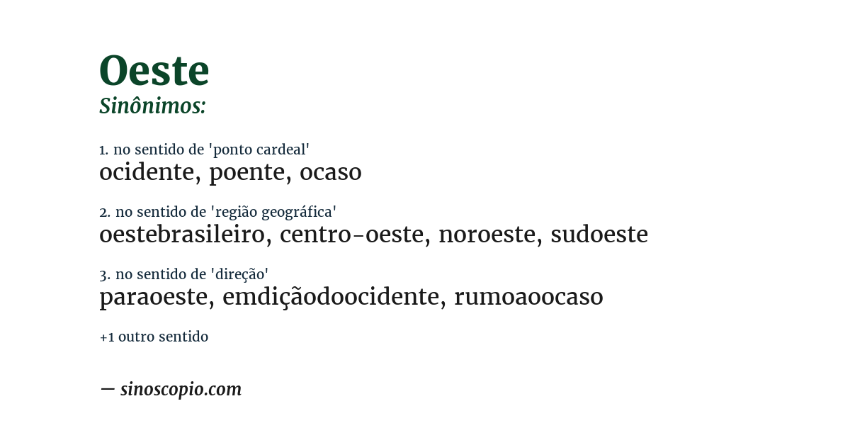 Sinônimo de oeste