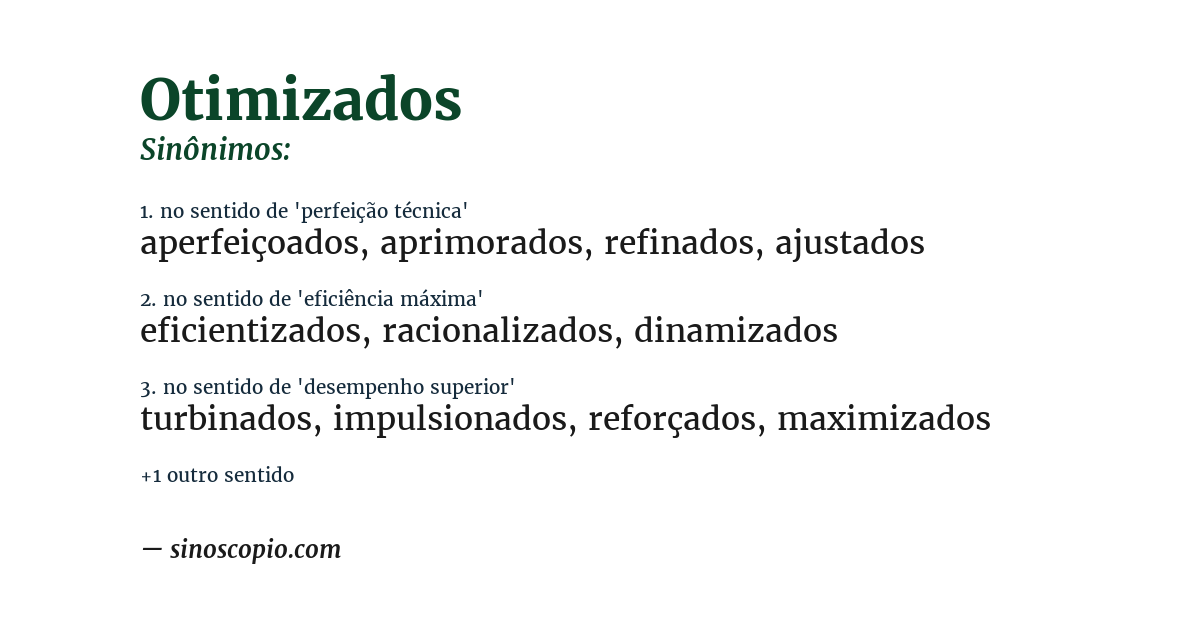 Sinônimo de otimizados