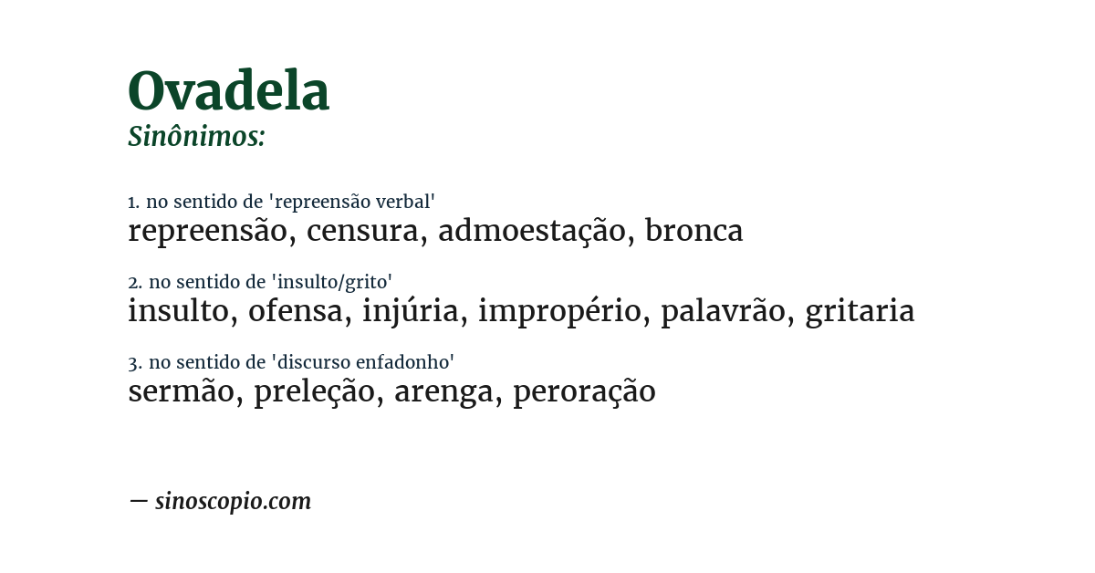 Sinônimo de ovadela