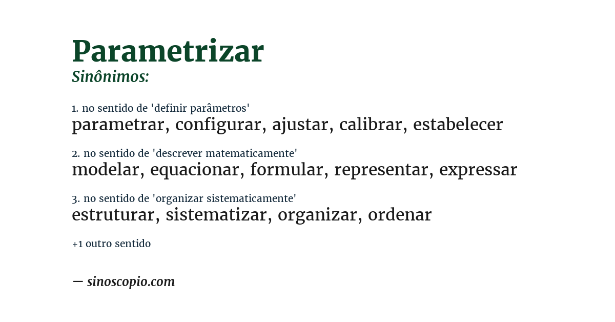 Sinônimo de parametrizar