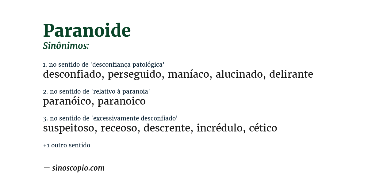 Sinônimo de paranoide
