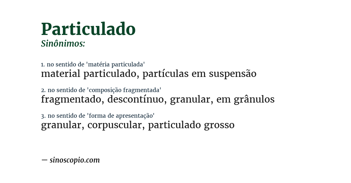 Sinônimo de particulado