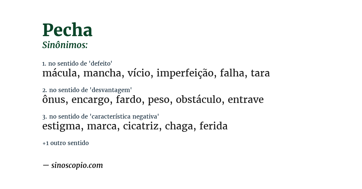 Sinônimo de pecha