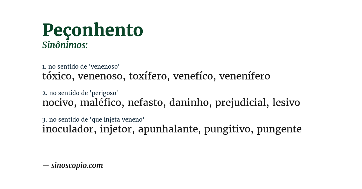 Sinônimo de peçonhento