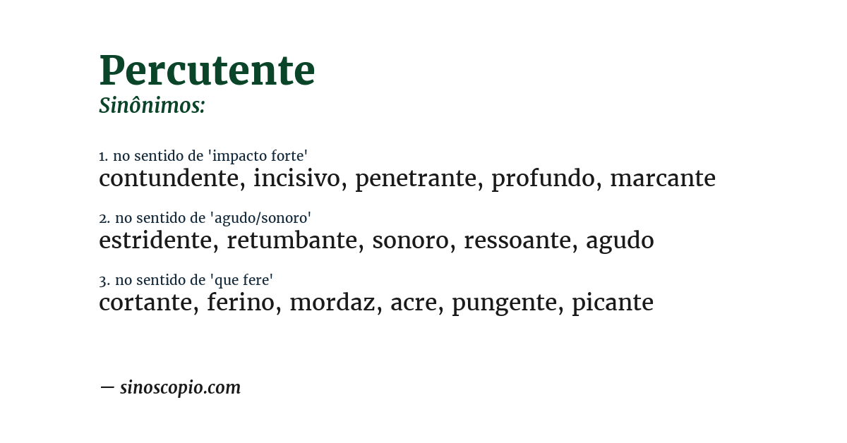 Sinônimo de percutente