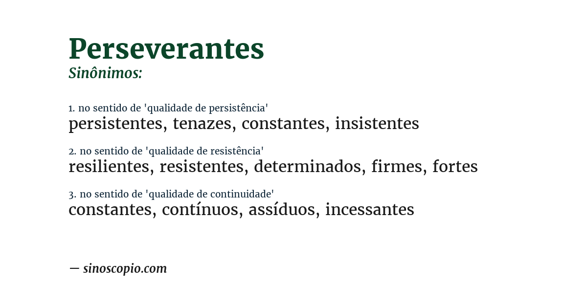 Sinônimo de perseverantes