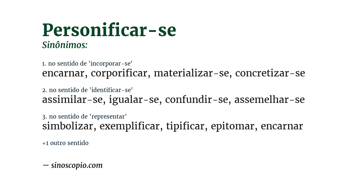 Sinônimo de personificar-se