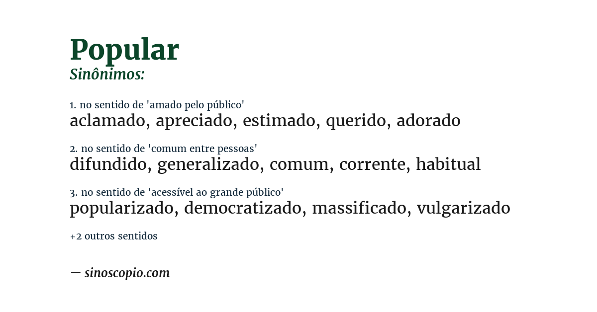 Sinônimo de popular